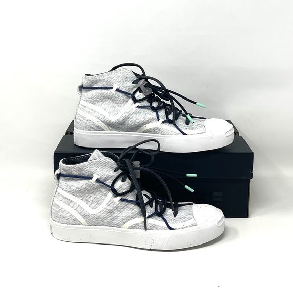 💖MEGA SALE💖Converse Jack Purcell Rally Mid White Gray Shoes Women  170947C - Picture 4 of 10